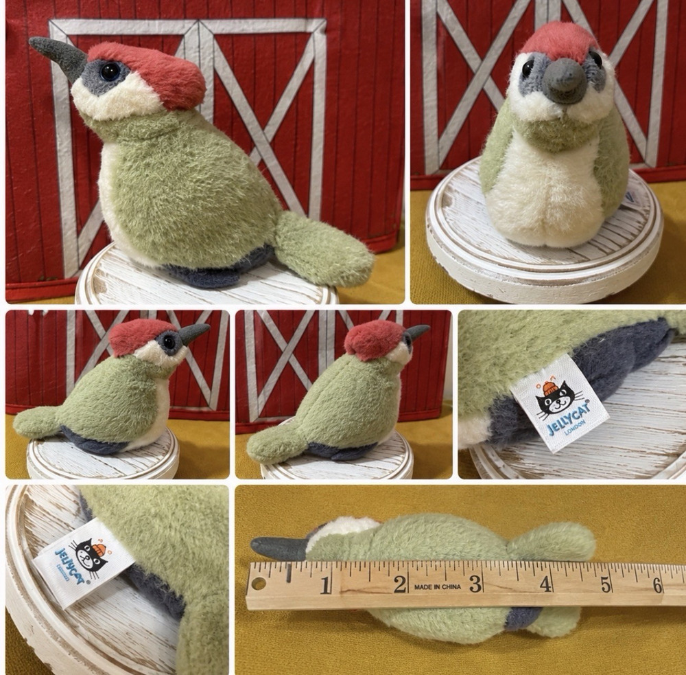 Jellycat Birdling Woodpecker BIR6WO Retired 5.5” Plush Bird NWOT Rare HTF
